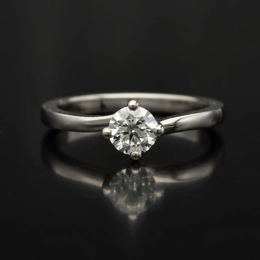 Vintage Platinum Diamond Solitaire Ring | .30ct G/VS | Elegant Twist Band | Vintage Ring | Size K 1/2