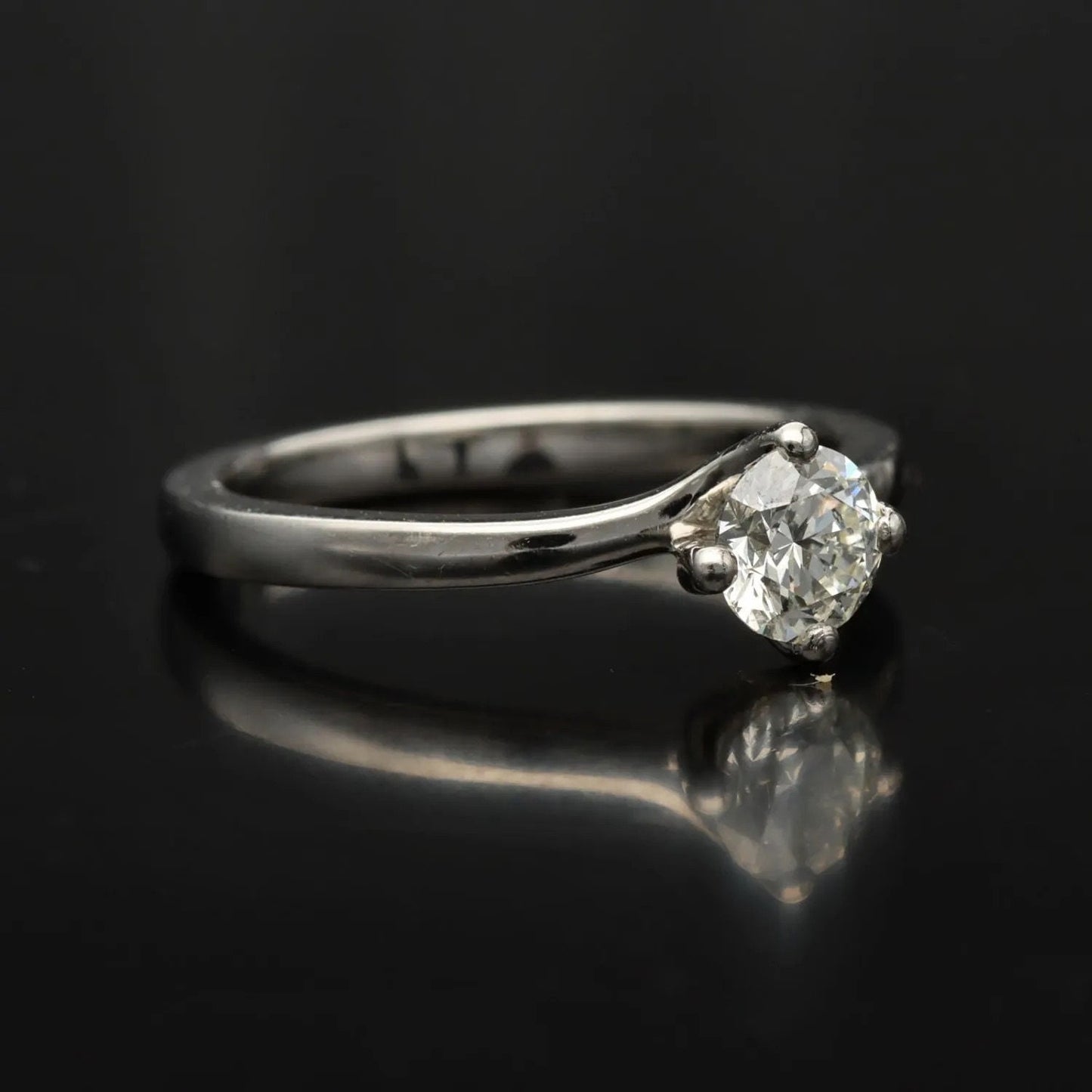 Vintage Platinum Diamond Solitaire Ring | .30ct G/VS | Elegant Twist Band | Vintage Ring | Size K 1/2