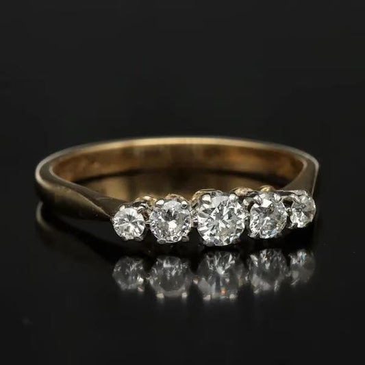 18k Gold Five-Stone Diamond Ring | G VS Diamonds | Size M1/2