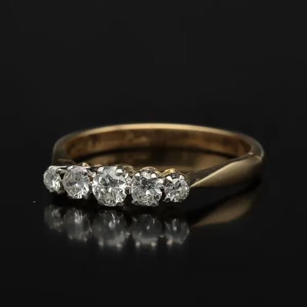 18k Gold Five-Stone Diamond Ring | G VS Diamonds | Size M1/2